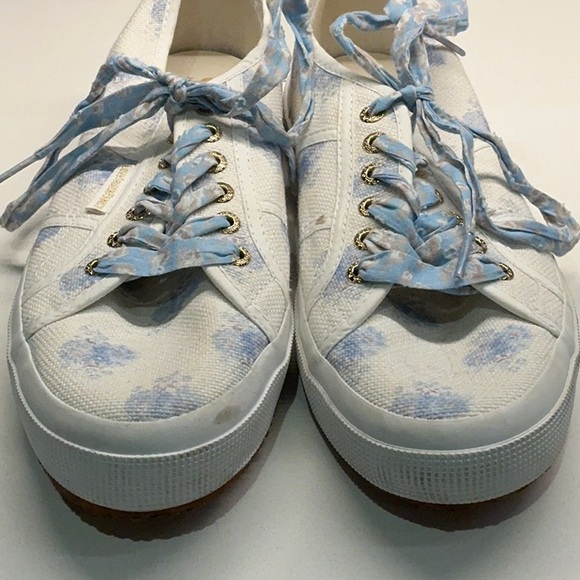 SUPERGA x LOVE SHACK FANCY Blue White Low Profile Floral Print Sneakers EU 41 - Picture 8 of 10